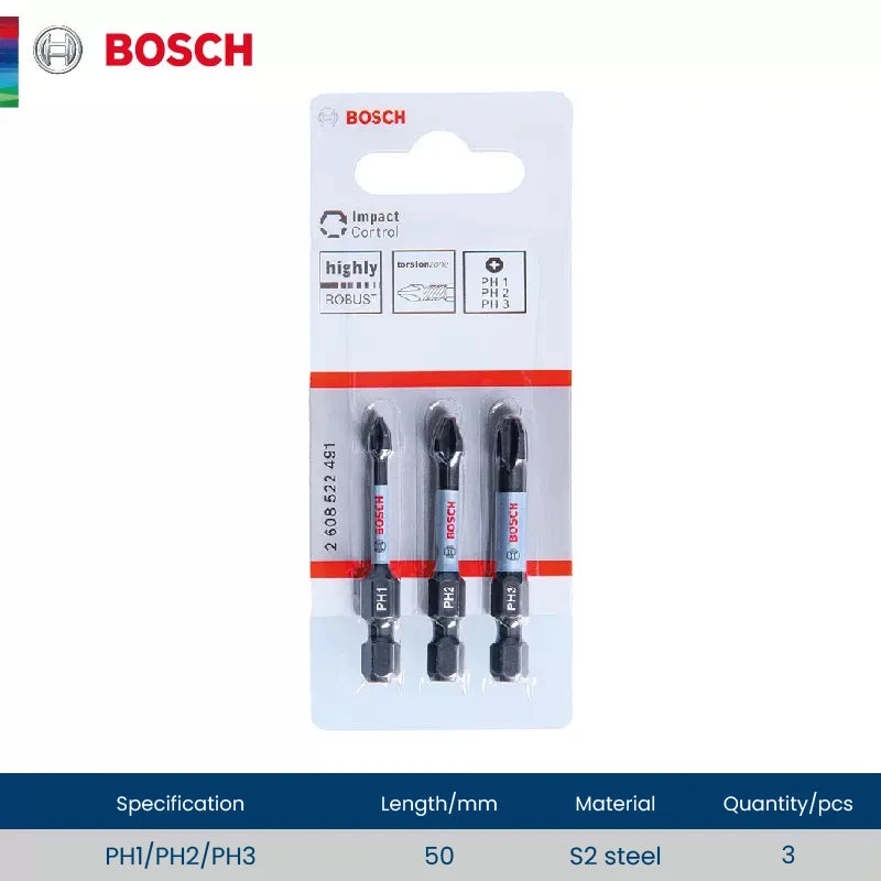 Bosch Resistant Impact Bits for Screwdriver Drill Accessories S2 Steel Metal Drills Bit Set for Bosch GDR/GDX Series Power Tools