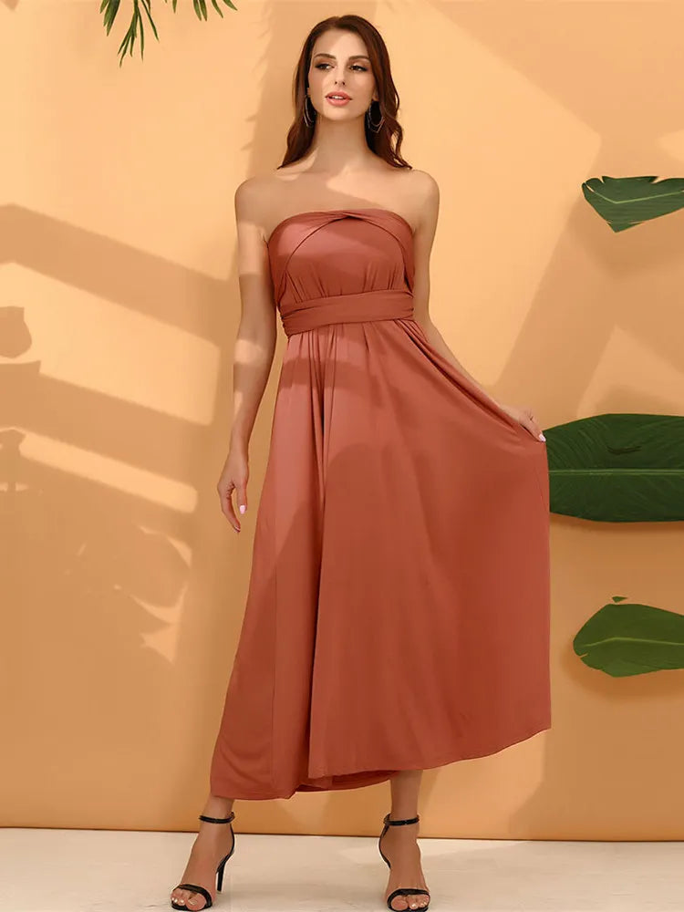 Rochie lungă elegantă de club, stil boho, rochie roșie de bandaj, pentru petrecere, cu mai multe variante, convertibilă, infinit, rochie lungă pentru femeie