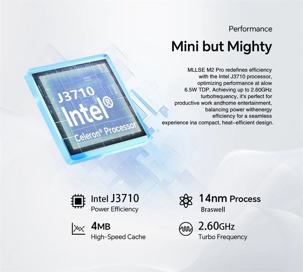 Mini PC compact MLLSE M2 Air - 128 GB ROM, N4000, 6 GB RAM