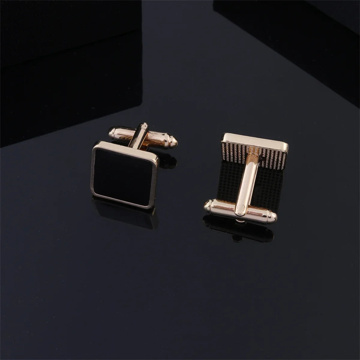 ClassicX Quadrat Manschettenknöpfe Schwarz - 2 Stück 15 mm