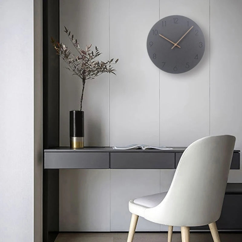 Wooden Simple Round Wall Clock Non Ticking Silent Clocks Modern Office Wall Clocks Homes Decor Easy to Read