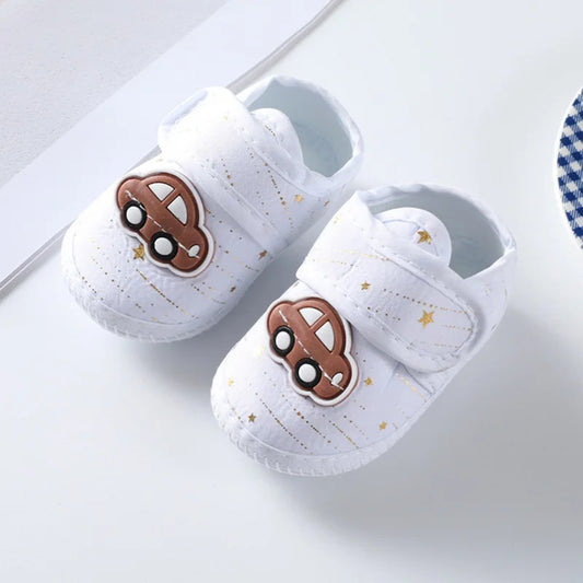 Frühling Herbst Baby Schuhe 2025 - Koreanischer Stil Cartoon Auto Muster - Weiche Sohle Stoff Schuhe 0-8 Monate