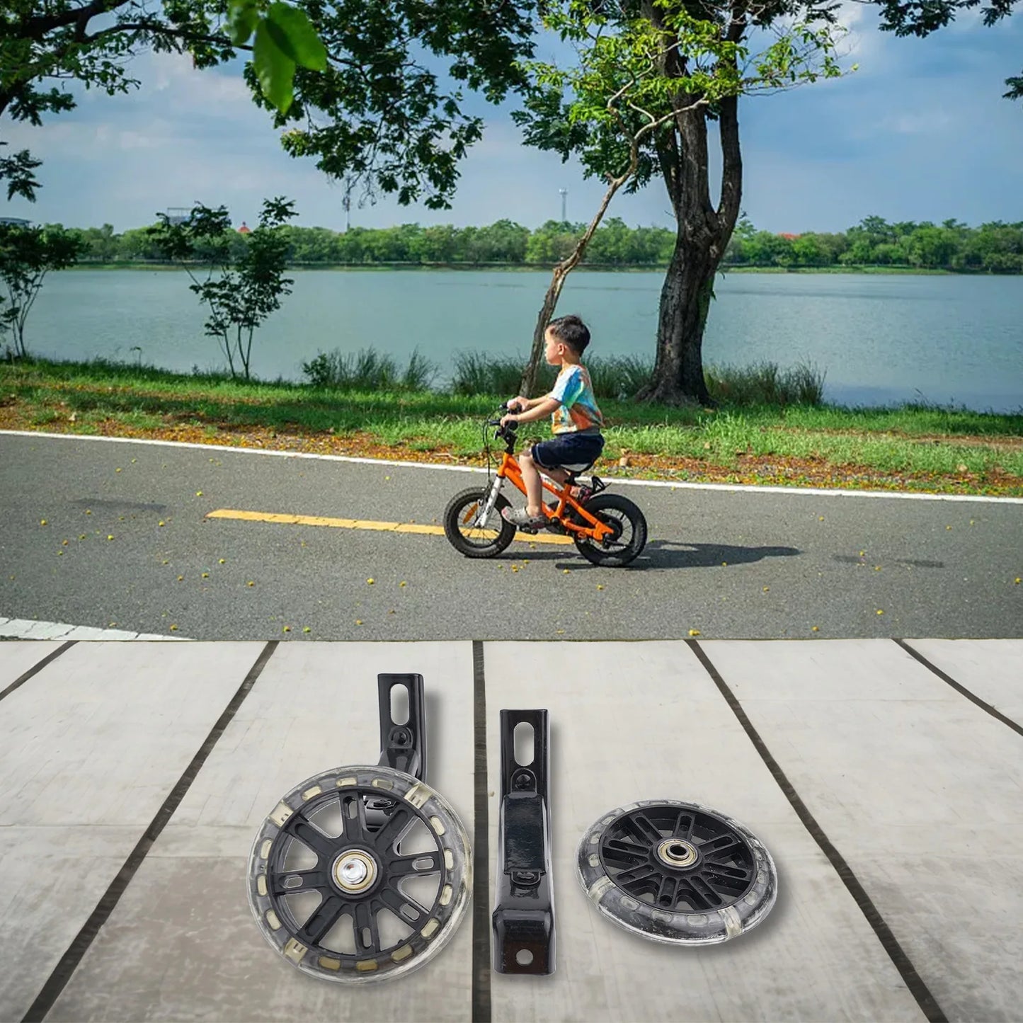 Stability Enhancing Bicycle Support Wheels for Children Suitable For Use With Popular Sizes of For kids' Bikes (14 20 Inches)