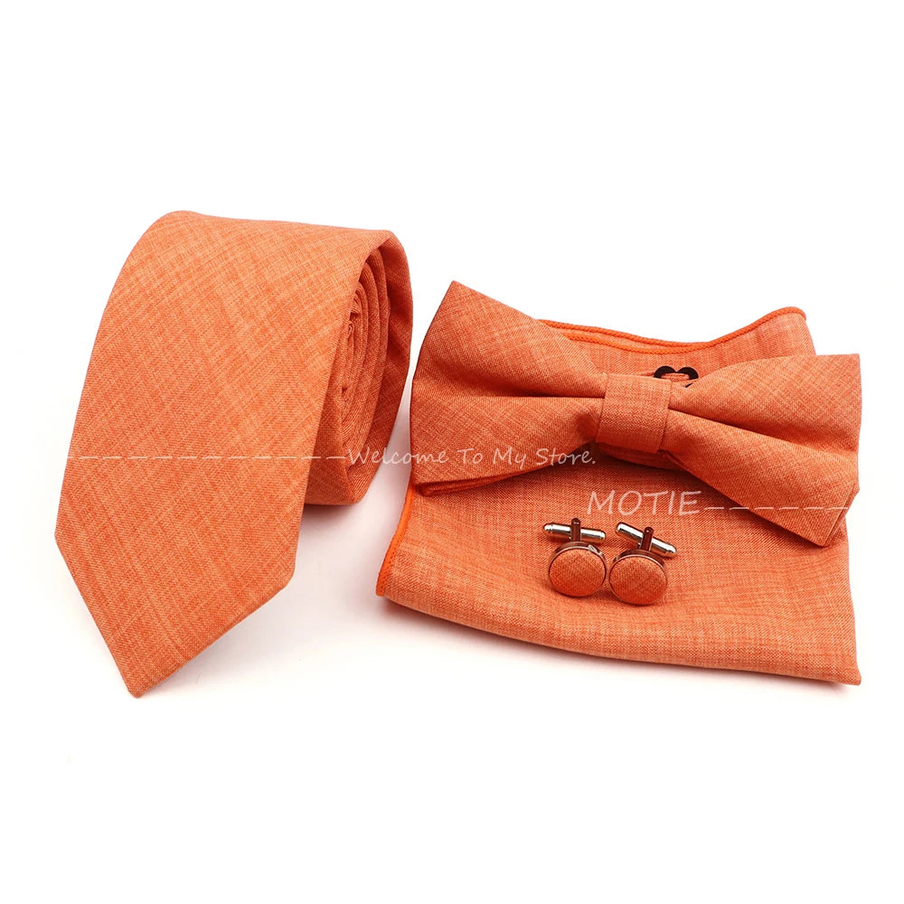 Set de accesorii bărbătești cu design nou, 27 de culori: batistă clasică din bumbac, butoni, papion pentru nuntă, petrecere, cadouri