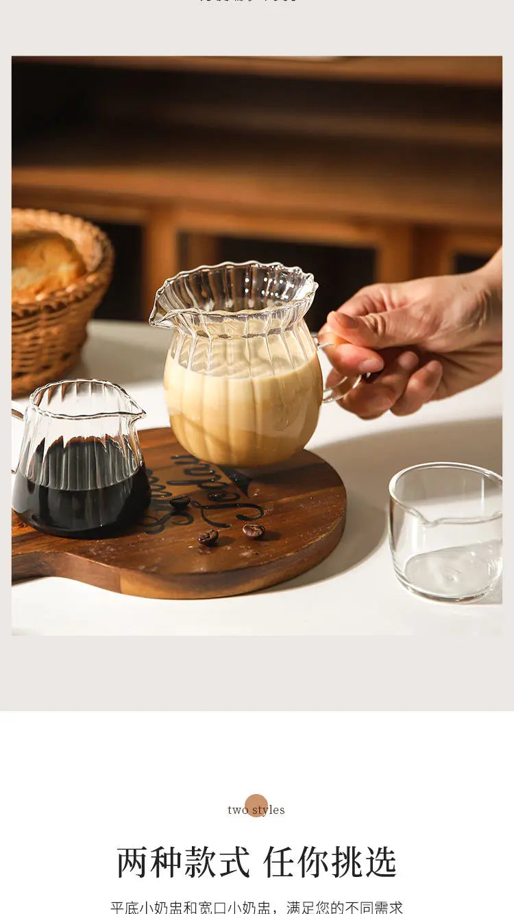 Striped Simplicity Handwork Small Milk Pot Heat-resistant Glass Exquisite Milk Cup Tea Dispenser Milk Pot Espresso Measuring Cup