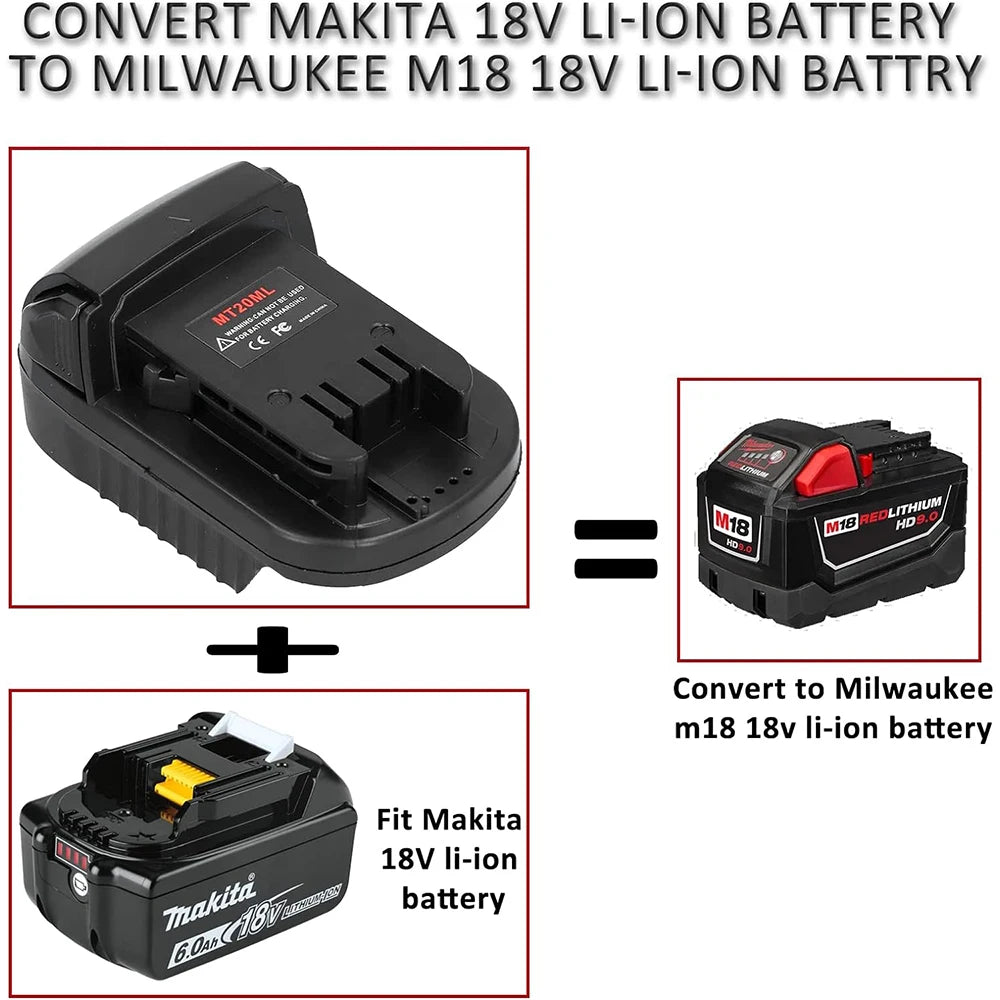 Akku-Adapter 2025: MT20ML Makita-Milwaukee - Battery Conversion Collection