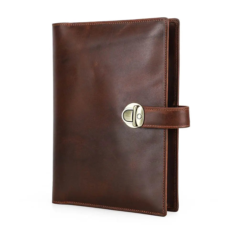 Luxury Retro Genuine Leather Notebook A5 Cover Case with Pen Holder Metal Buckle Journal Office Diary Travel Handmade Sketchbook