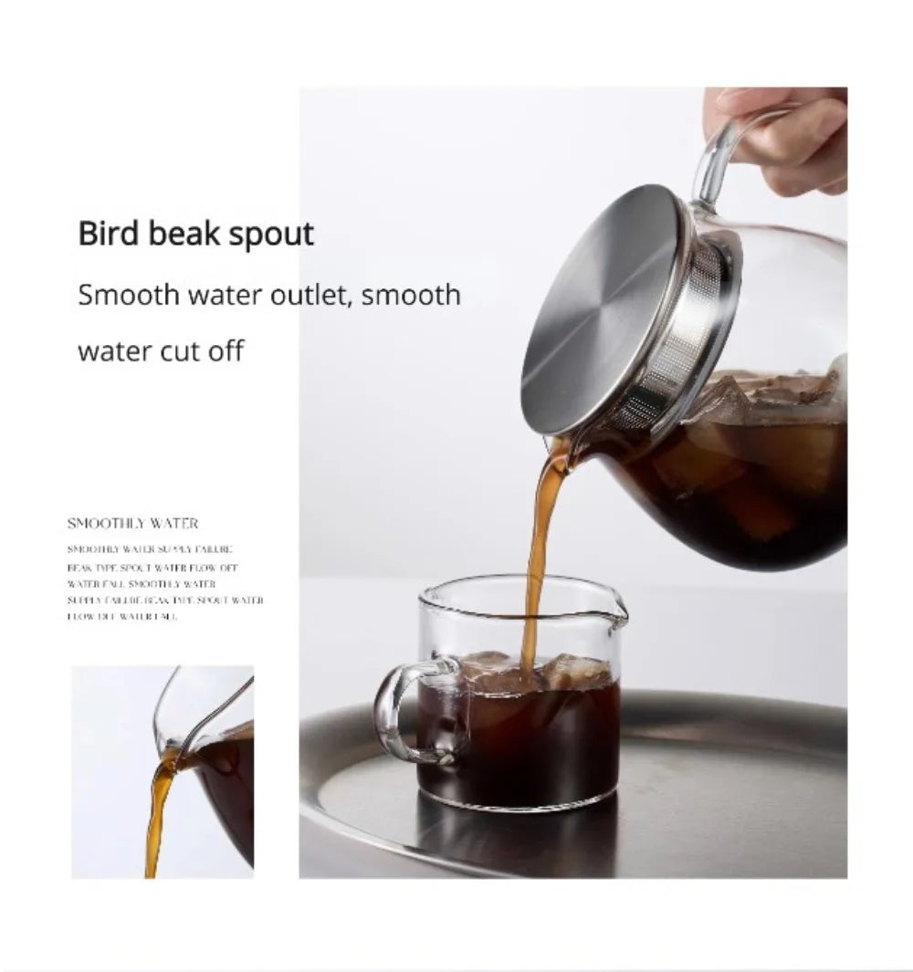 Aihogard Glas Kaffeekanne Hitzebeständig - 450ml Filter