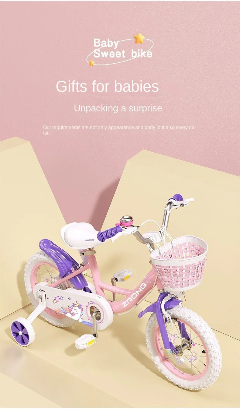 Children's Bicycle Folding Bike Girl 3-6 Years Old 7-10 Baby Foot Pedal Girl Bicycle Road Bik High-carbon Steel Materiale