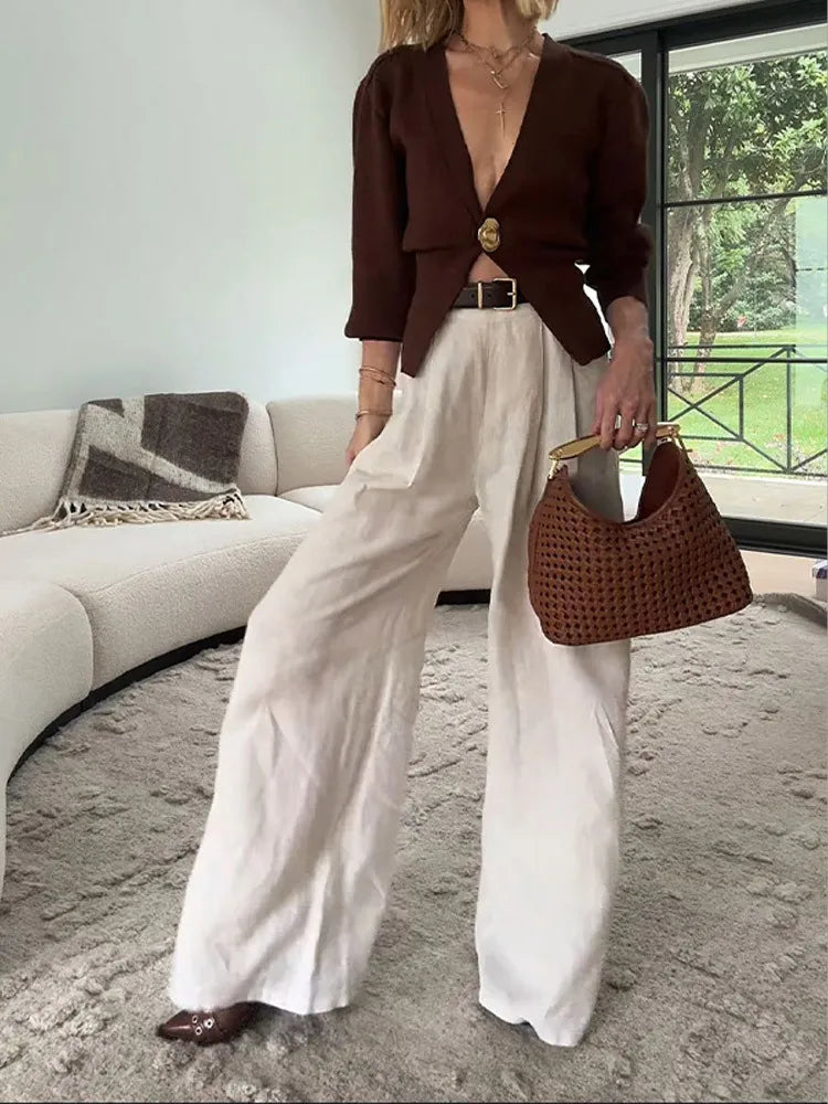 Luna Damen-Strickjacke V-Ausschnitt - Langarm, Knopf, M-L/XL