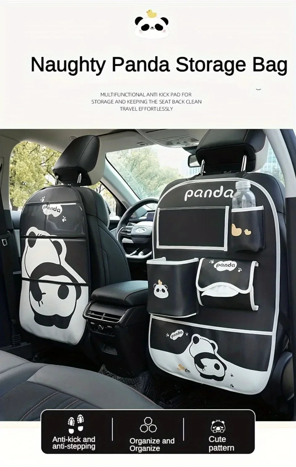 Organizator auto 2025: Geantă de depozitare pentru spătarul scaunului auto, pernă anti-șoc pentru copii - Organizator suspendat pentru spătarul scaunului cu desene animate, impermeabil, durabil, colecție de depozitare auto