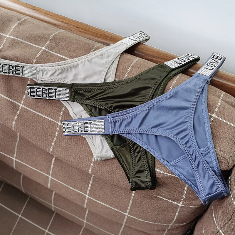 ZQTWTC Damen String 2025 - Tief sitzende Panties mit Strass-Details S-XL