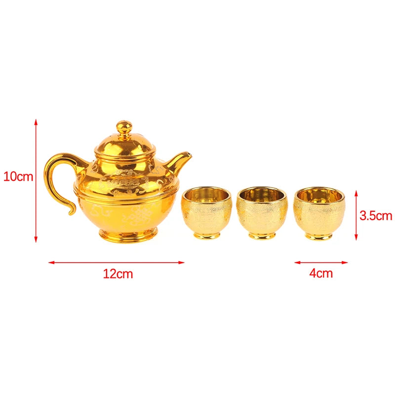 Wine Kettle Coffee Pot Set Vintage Wine Glasses Jug Exquisite Tea Pot Golden Teapot Household Classic Temple Offering Cup