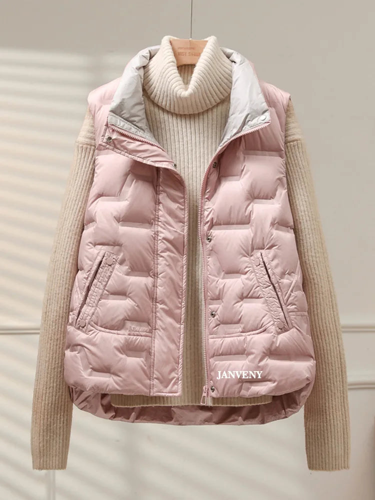 Janveny Steppweste Warm - Daunen ≥90%, Locker, Taschen