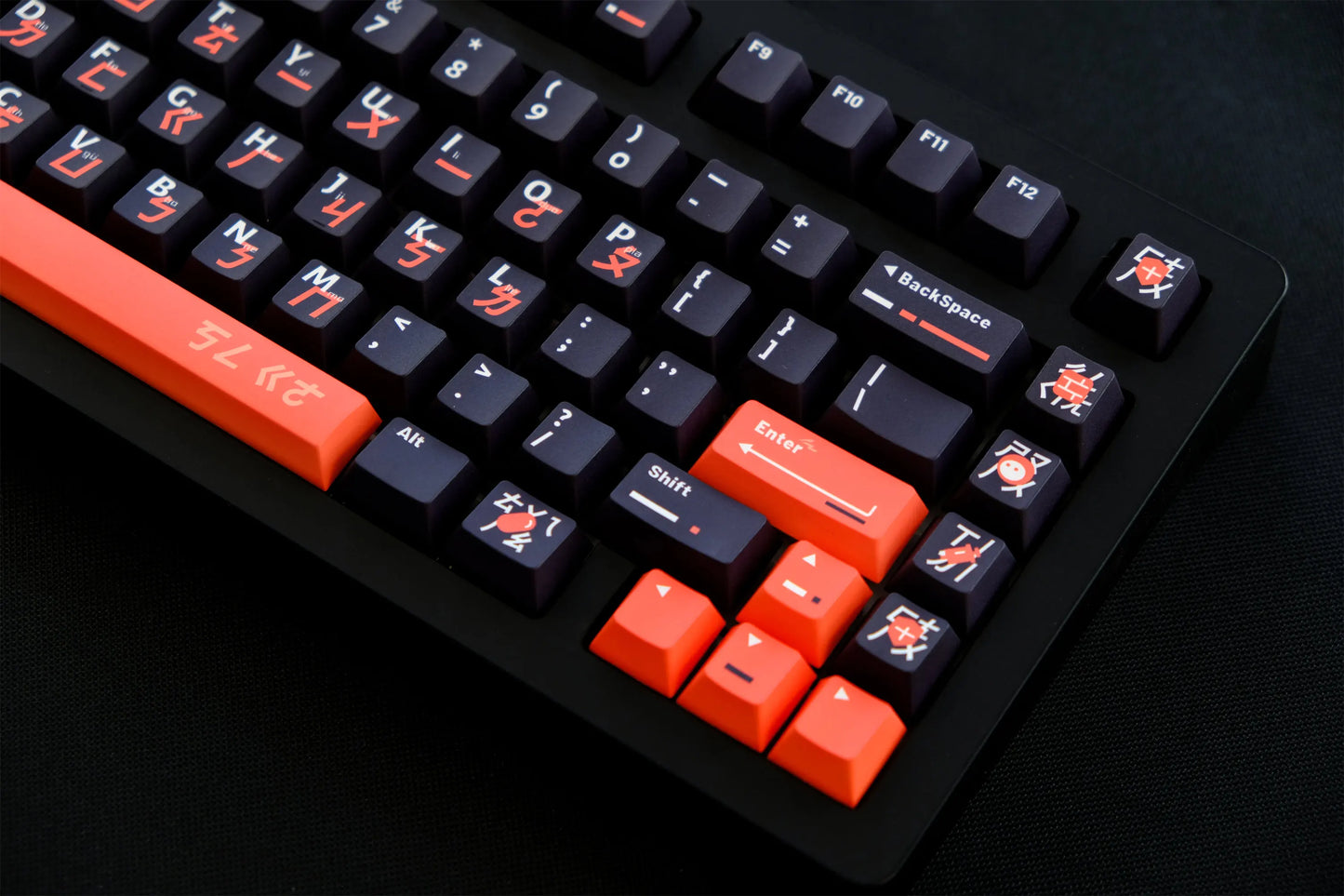 GMK Keycaps 2025 - Black-Orange Phonetic 151-Tasten - PBT Cherry DYE-SUB Mechanical Keyboard Collection