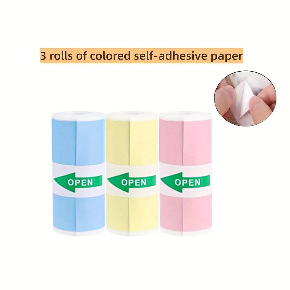 Thermopapier 2025: 3 Rolls of Mini Printer Paper Thermal Paper Printable Stickers for Pocket Thermal Printers Collection