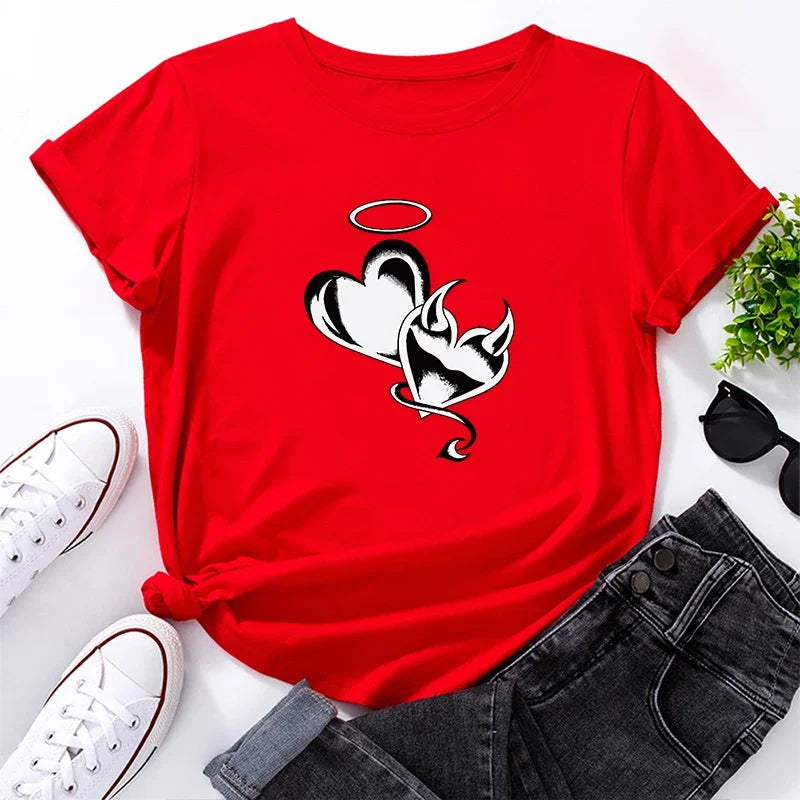 Female T-shirts Spring Summer Women Casual Shirt Urban Trend Short Sleeved Streetwear Home Outdoor Comfortable Tees - Golden Bridge Store