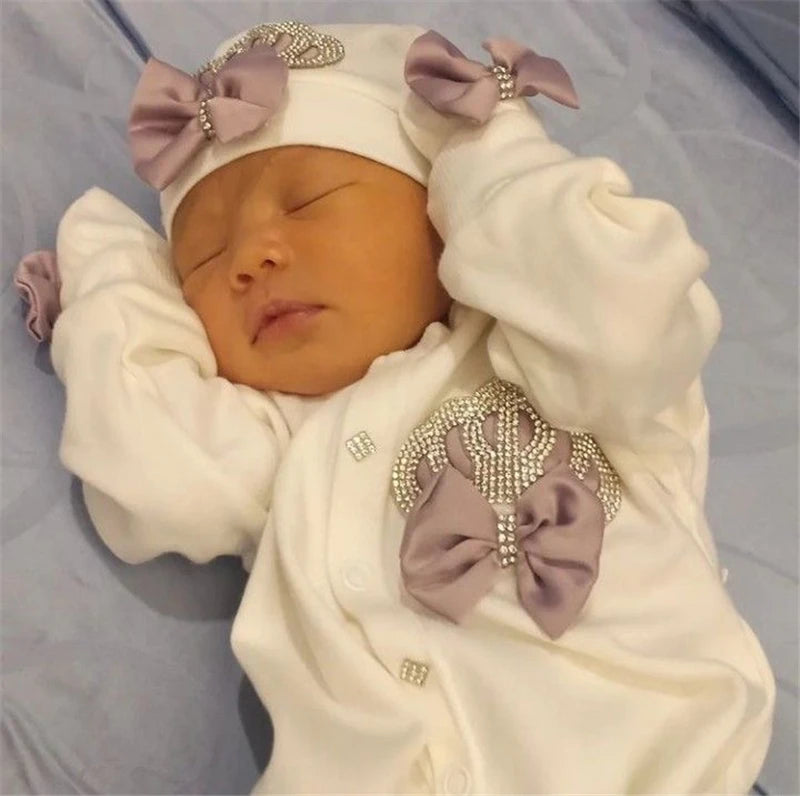 Baby-Outfit-Set 2025: 5-teiliges Spitzen-Baumwoll-Set für Neugeborene - Säuglingspflege-Kollektion
