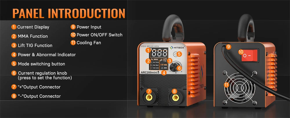HITBOX Ultra-Mini Stick Welder MMA ARC/Lift Tig Welding Machine Hot Start Arc Force LED Digital IGBT Protable Home Welder Tool