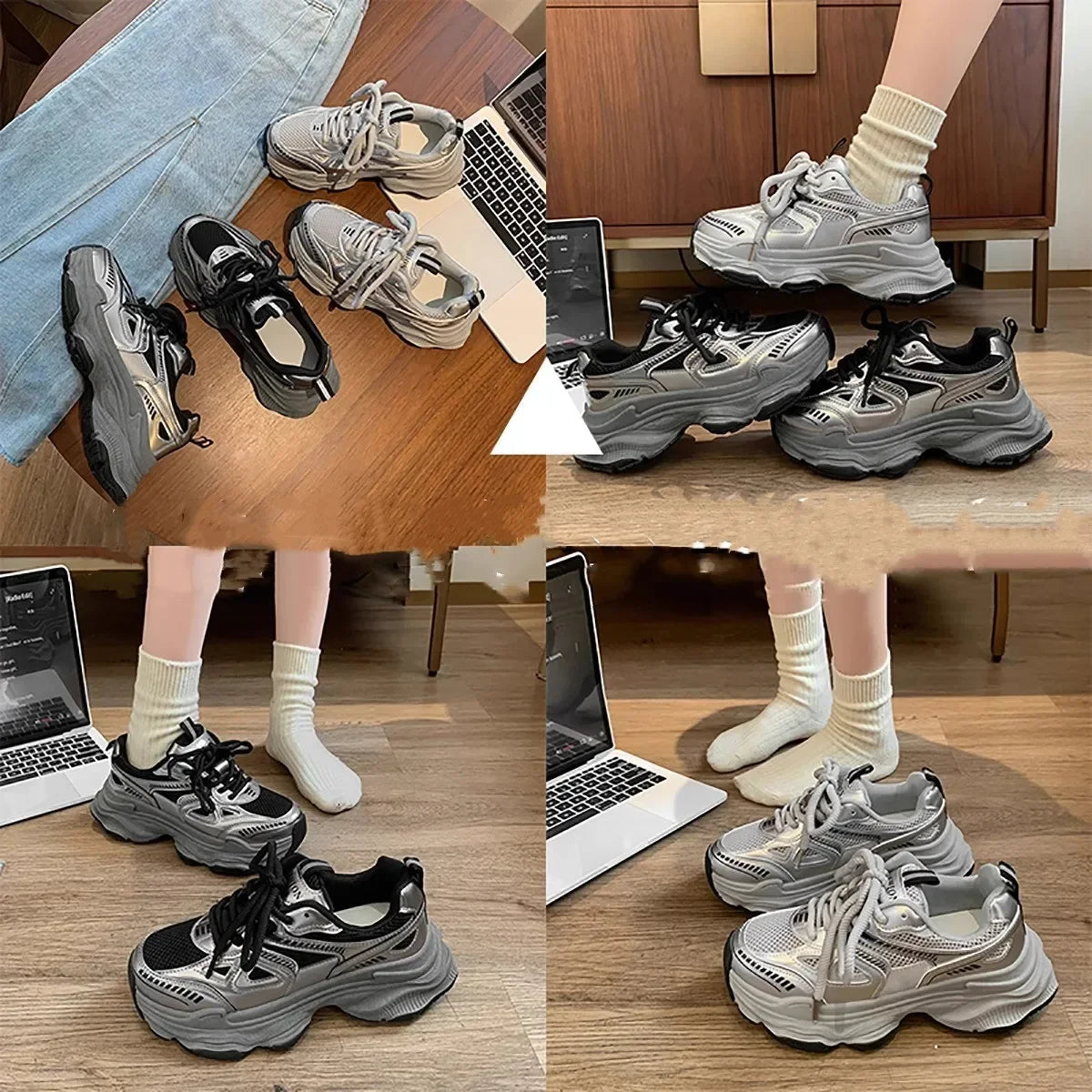 Fashion Platform Sneakers for Women Casual Non Slip Thick Sole Sports Shoes Woman Comfortable Casual Sports Shoes Zapatos Mujer