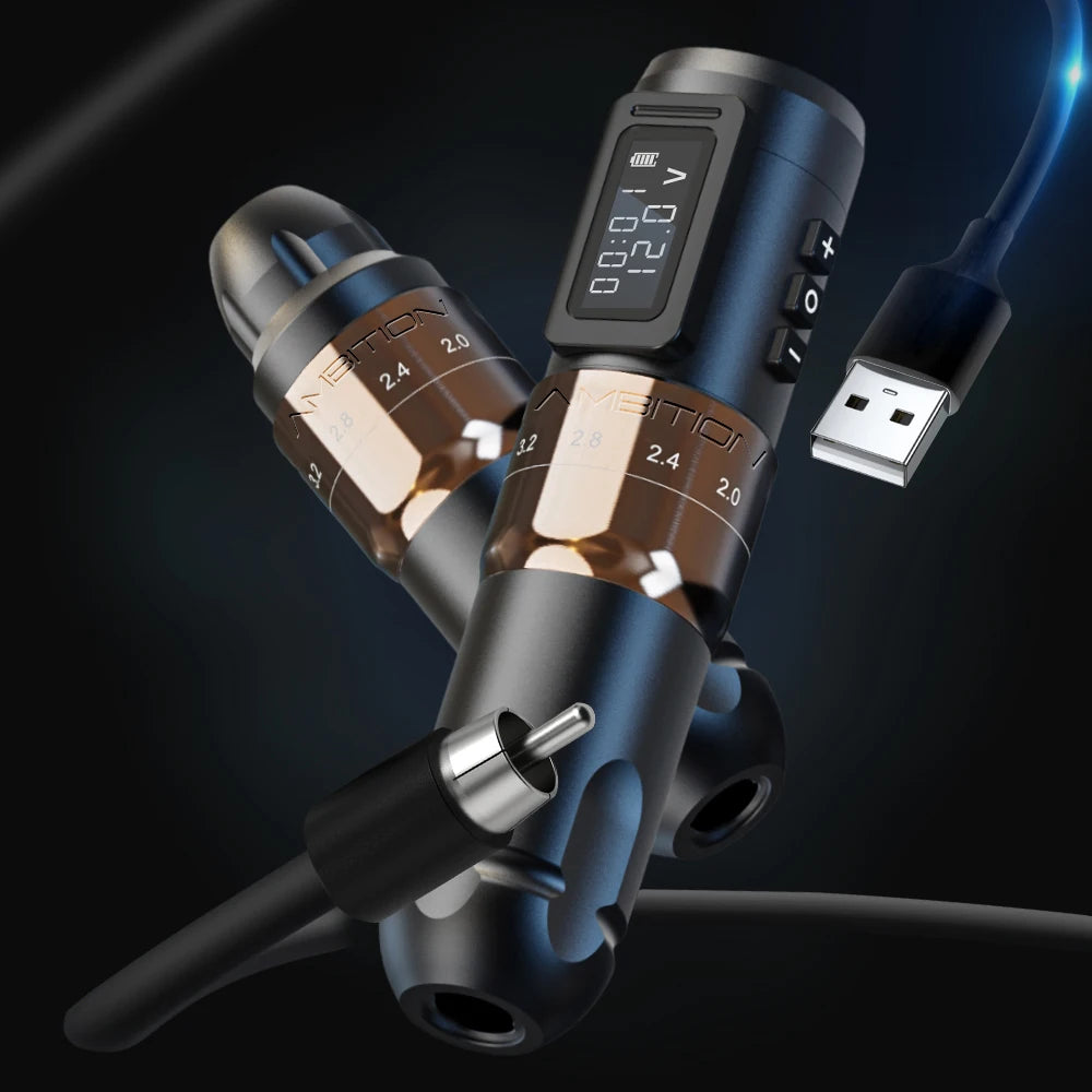 Aparat de tatuat 2025 - Ambition MARS-U Wireless Profesional Cursă reglabilă 2-4mm - Motor fără miez 1800mAh