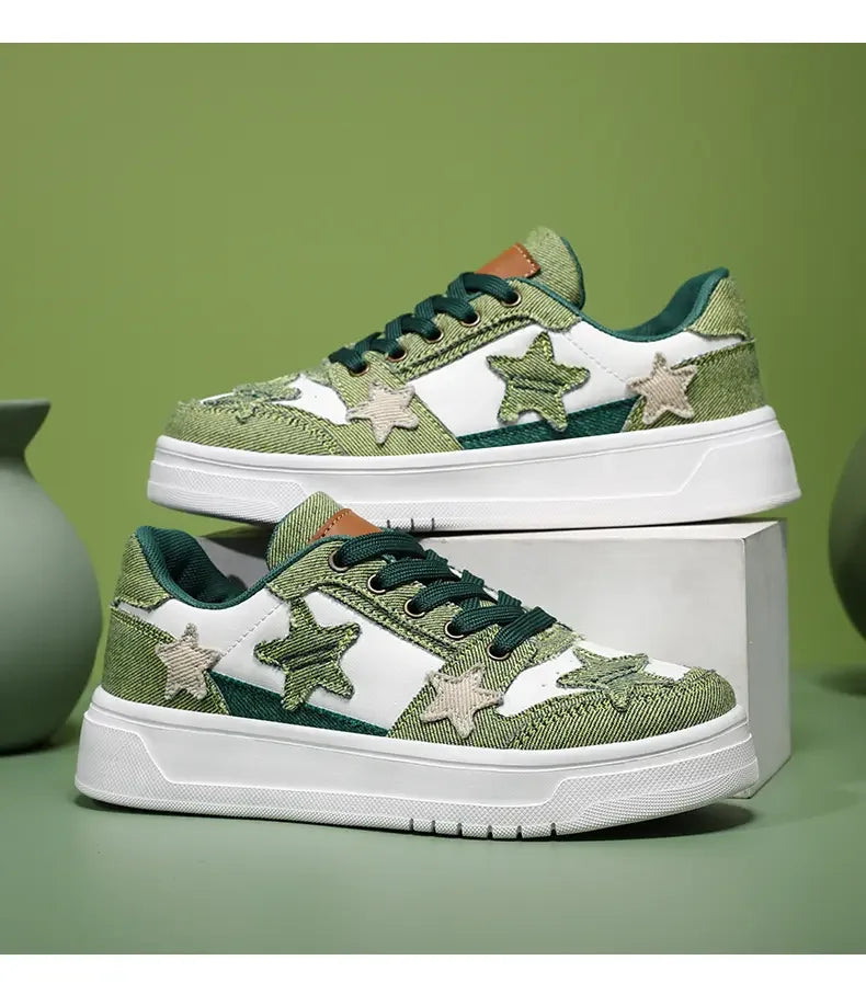 Men's Sneakers Fashion Star Skate Shoes Punk Hip Hop Style Student Sports 2 Summer All-match Non-slip Booster Casual Shoes