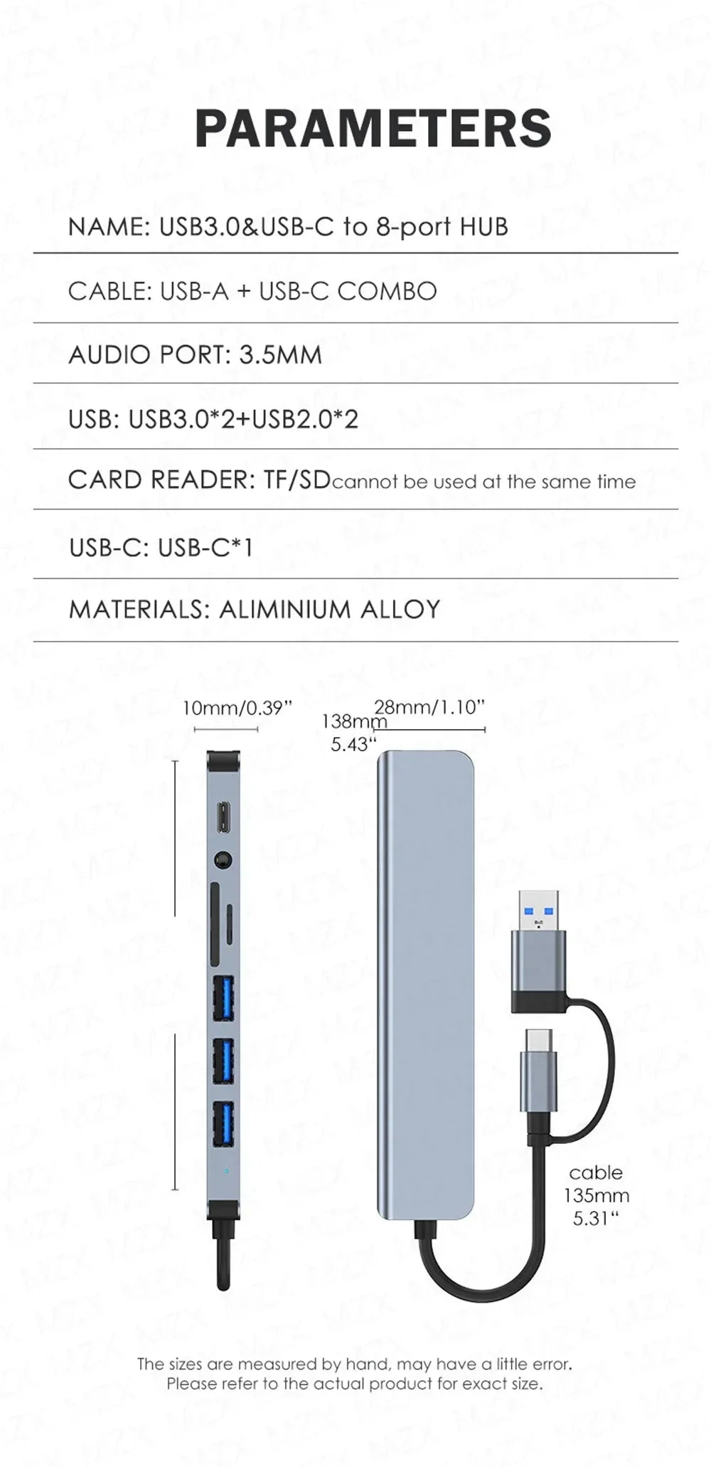 FEIWIMI USB C Hub Docking - 8 Ports 5Gbps USB 3.0 OTG