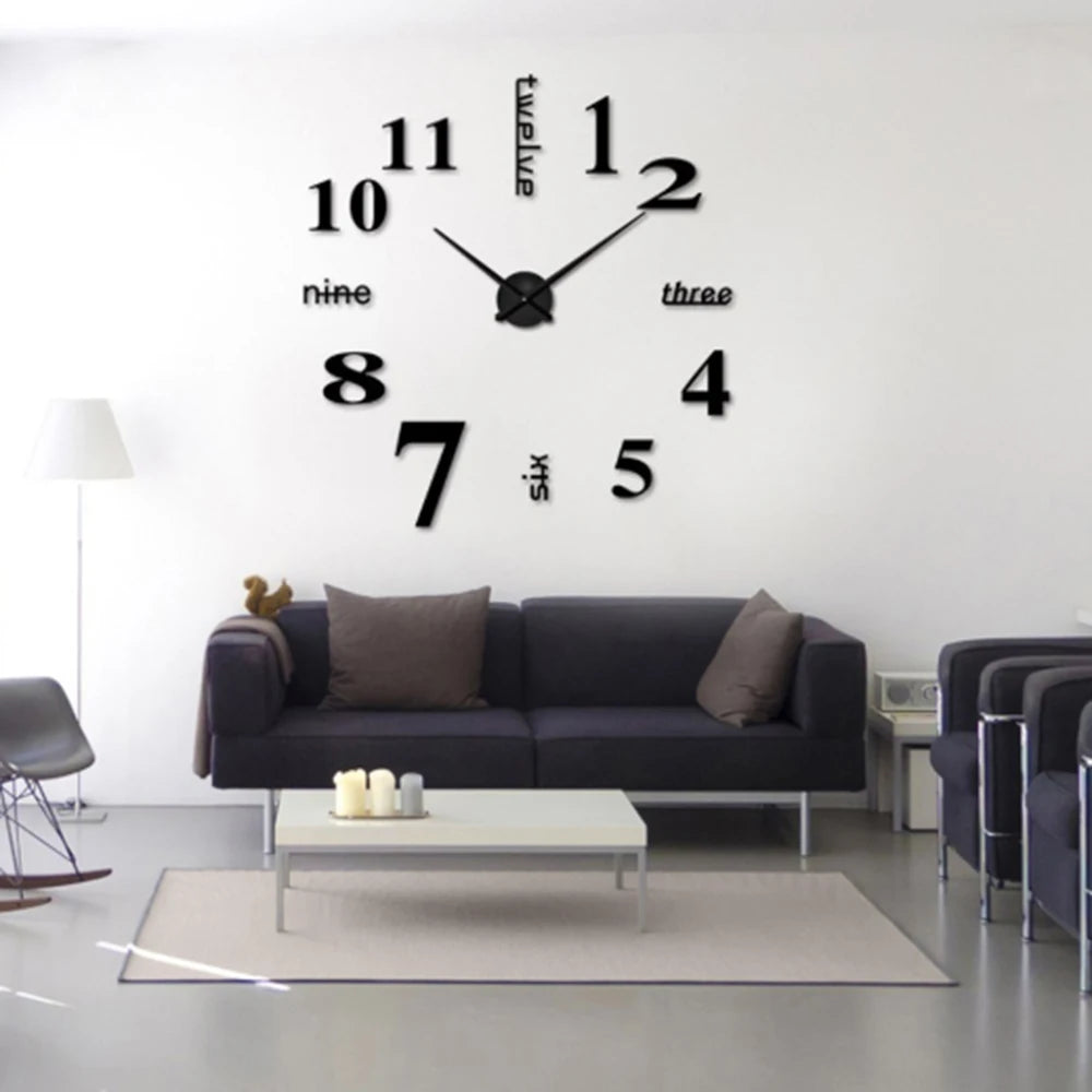 Wall Clock Watch Clocks 3D DIY Mirror Stickers Living Room Europe Style Wall Home Decoration Hanging Watch Drop Shipping