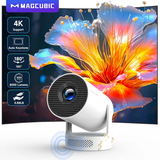 Proiector Magcubic Android 11 4K 1280*720P HY300 Pro + Wifi Dual 260ANSI 180°flexibil BT5.0 Cinema Proiector portabil pentru exterior