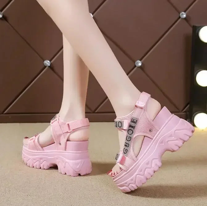 Pantofi eleganti pentru femei, noi, de vară, de lux, sandale pentru femei, talpă groasă, pantofi cu toc înalt, pantofi romani, adidași pentru femei