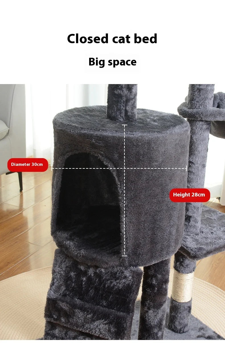 Cadru de cățărat pentru pisici, cuib mare special în copac, platformă de sărituri mare integrată, coloană din sisal, raft pentru pisici