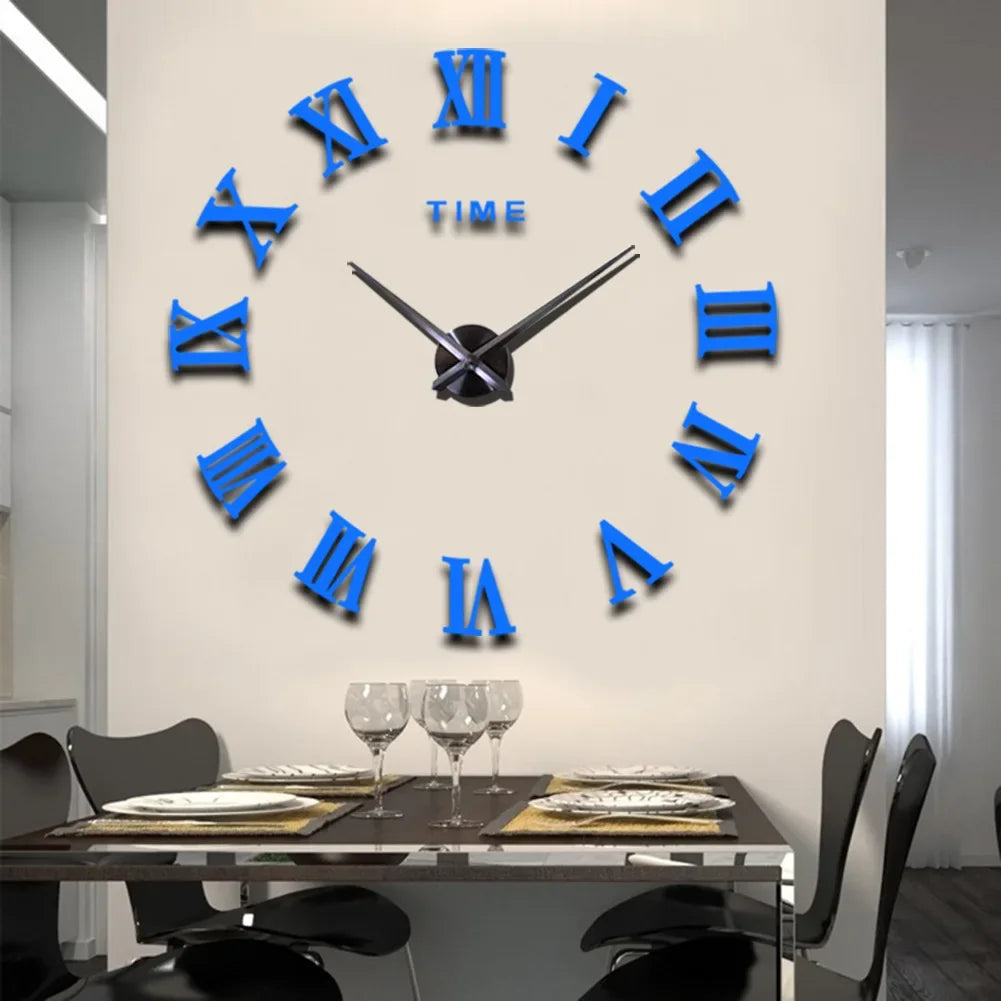 DIY Simple Modern Design Digital Clock Silent Wall Clock Office Living Room Home Wall Decoration Punch-Free Wall Sticker Clock