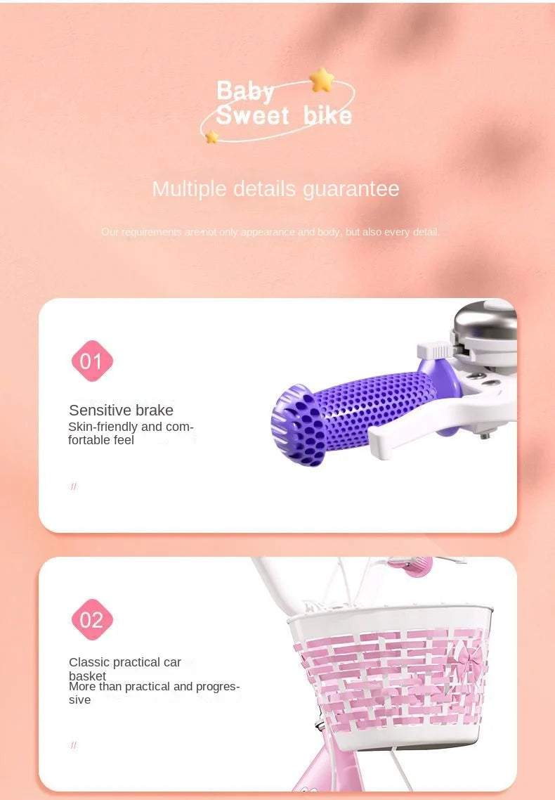 Children's Bicycle Folding Bike Girl 3-6 Years Old 7-10 Baby Foot Pedal Girl Bicycle Road Bik High-carbon Steel Materiale