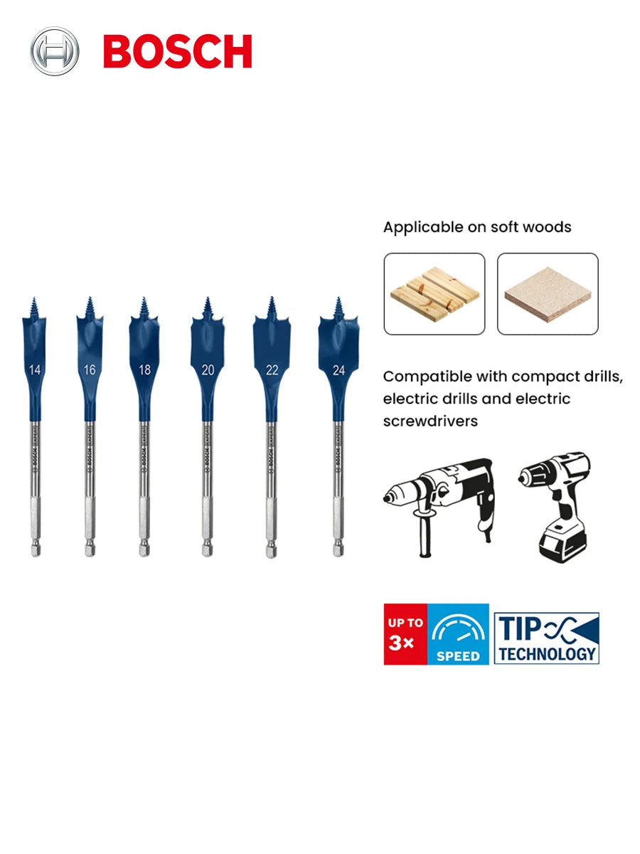 Bosch Expert Drill Bits Wood Drilling Self-tapping Thread 1/4 "HEX Shank Power Tool Accessories for Electric Screwdriver