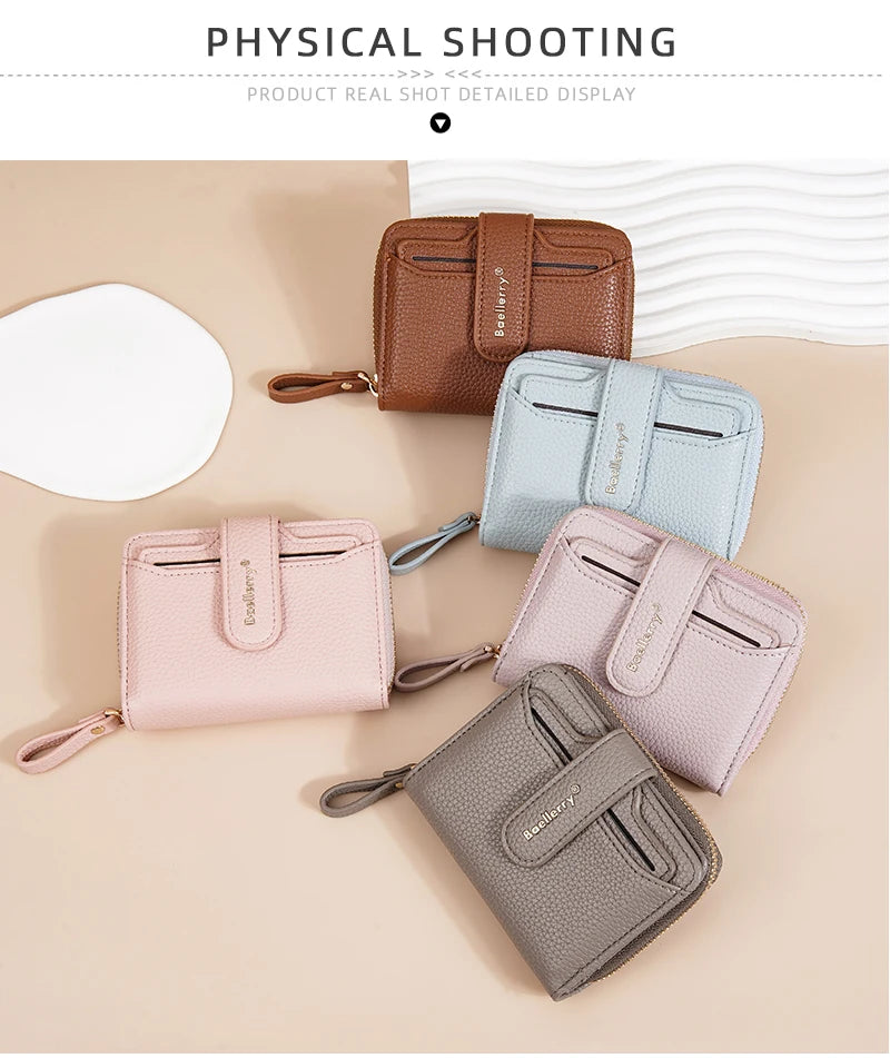 Neue Kurz Frauen Reißverschluss Geldbörsen Große Kapazität Karten Halter Marke Weiblich Portemonnaies Qualität Münz Tasche Foto Halter Geldbörse Für Mädchen