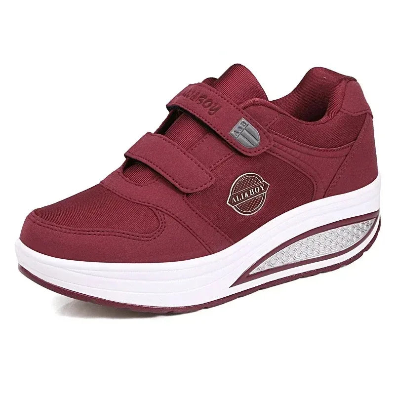 Women's Swing Sneakers Wedge Platform Toning Sports Shoes for Woman Breathable Slimming Fitness Newing Mom Shoes Thick Sole2024