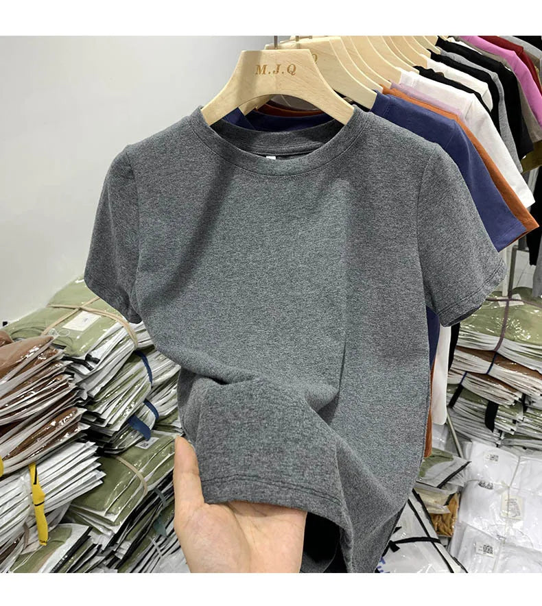 Women T Shirt Girls T-Shirt Woman Clothes Tops Cotton Tshirt Female Short Sleeve Spring Tee elegant Y2k Top White