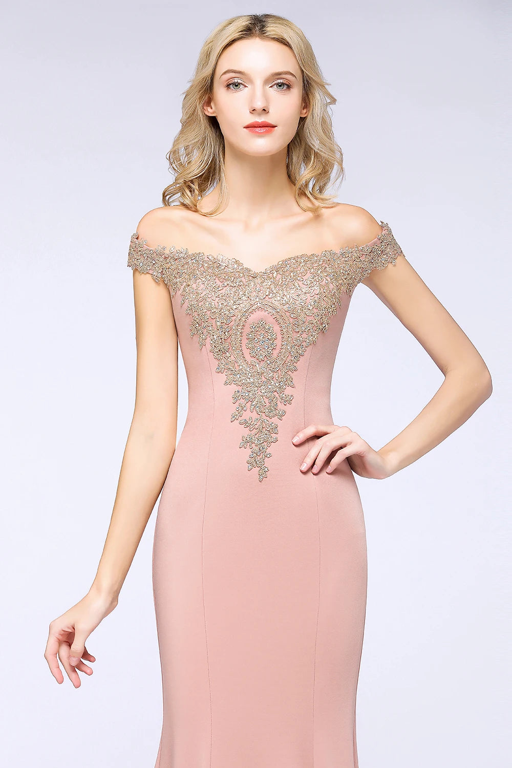 Women Mermaid Bridesmaid Dress For Wedding Party Long Lace Applique Off Shoulder Evening Prom Formal Gowns Floor Length Vestidos