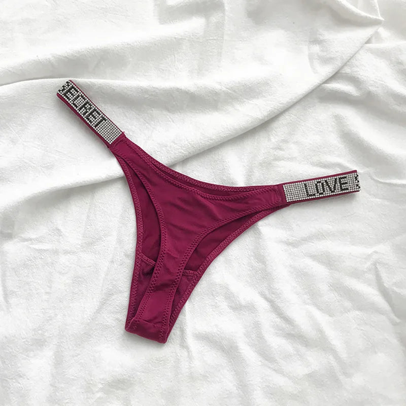 ZQTWTC Damen String 2025 - Tief sitzende Panties mit Strass-Details S-XL