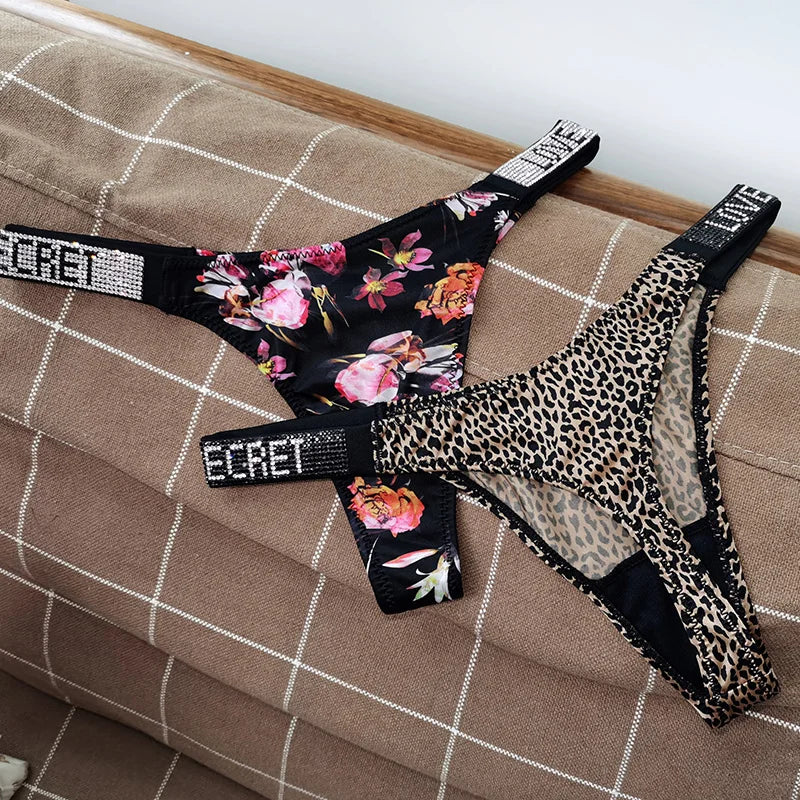 ZQTWTC Damen String 2025 - Tief sitzende Panties mit Strass-Details S-XL