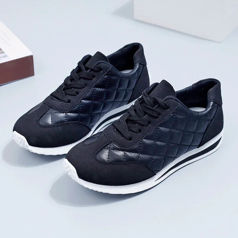 New Women's 2024 Casual Walking Shoes Summer Flat Lace-up Leather High Quality Sneakers Fashion Flat Loafers Women's Sneakers