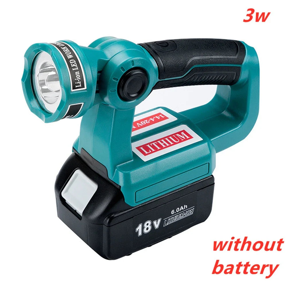 Work Light Portable Lighting Flashlight 14.4-18V Li-Ion Battery 12W for Makita Battery and Charger with USB Port for Outdoor Use