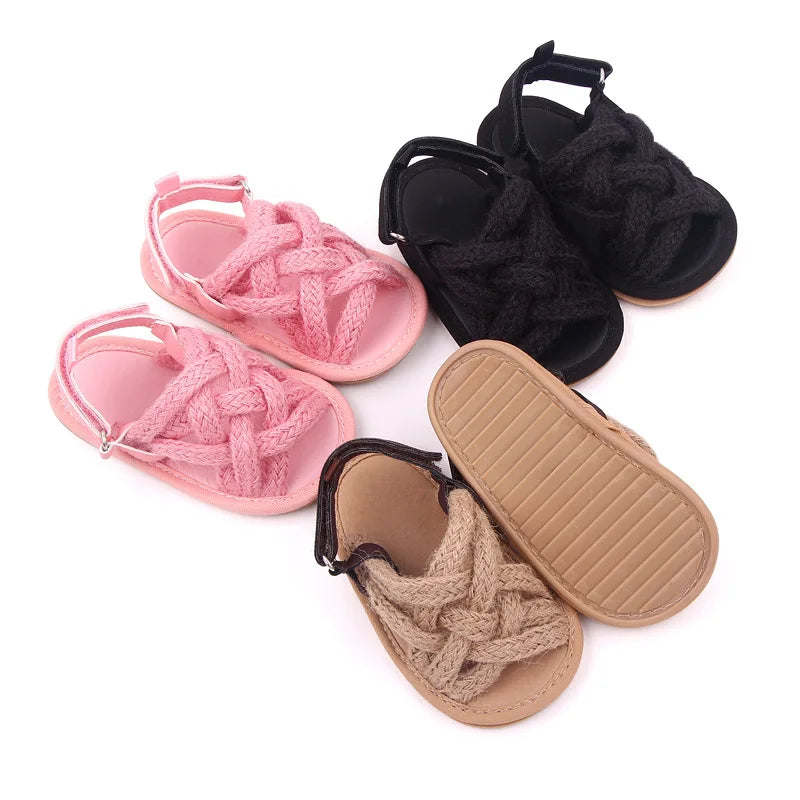Baby Mädchen Blumen Spitze Krippe Sandalen 2025 - Süße Sommer Weiche Sohle Flache Prinzessin Schuhe - Säugling Rutschfest Erste Laufschuhe
