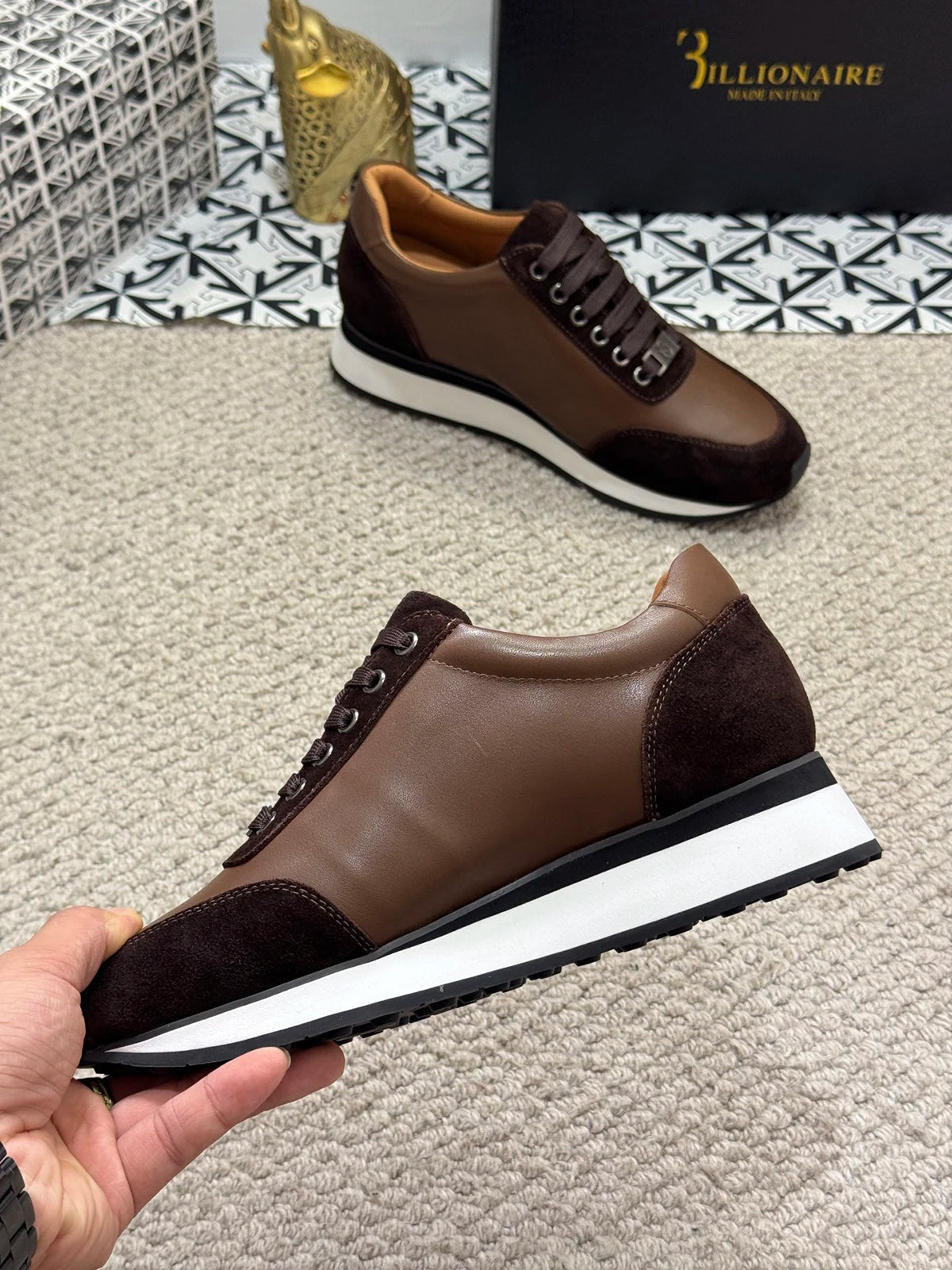 BLSK CPRT Slip On Sneaker Stickerei Design - Größe 39-45, Rindsleder Innenfutter, Gummisohle