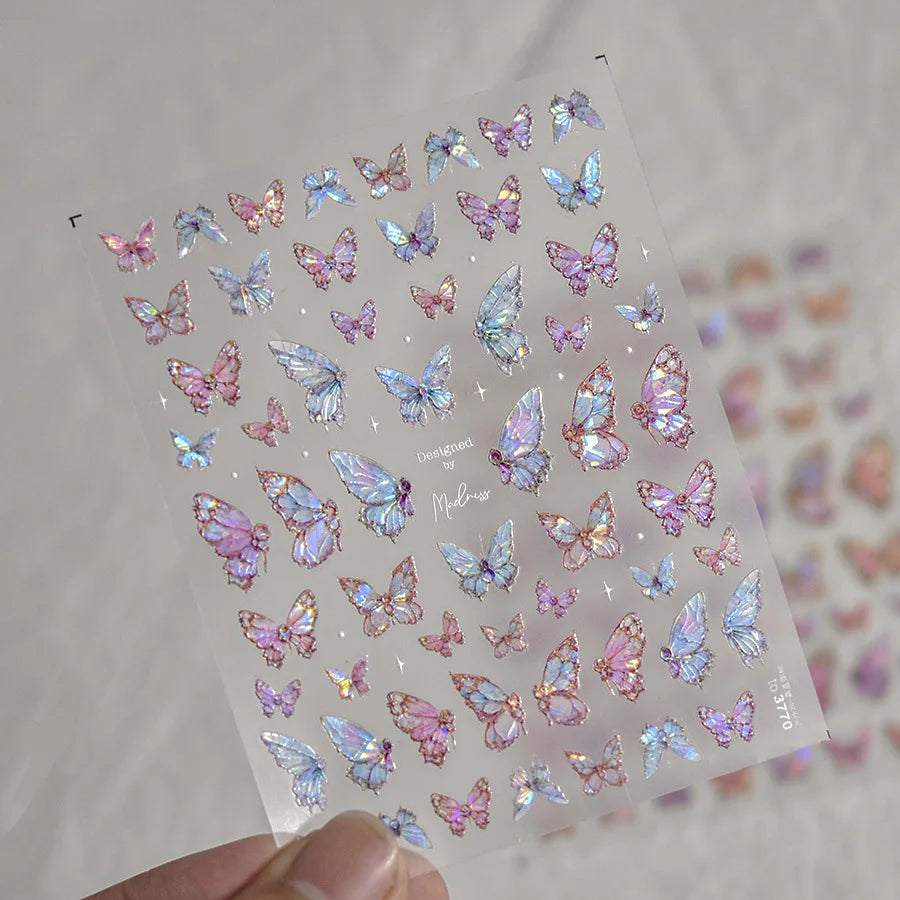 Shell Light Butterfly Nail Stickers High Quality Design Adhesive Stickers Nail Art Decoration Nail Supplies Decals Manicure Tool