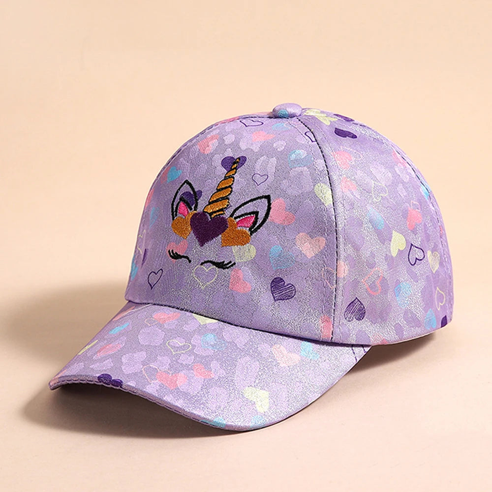 Outdoor Baseball Caps Kids Children's Love Unicorn Pattern Students Hat Girls Sunshade Baseball Cap For Kid Girl 4-12 Years