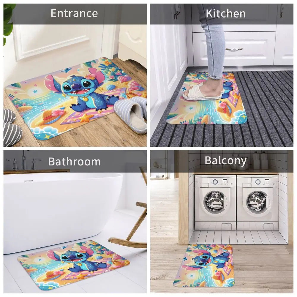 Custom Cartoon Stitch Floor Door Kitchen Bathroom Mat Anti-Slip Outdoor Doormat Bedroom Balcony Entrance Rug Carpet Footpad