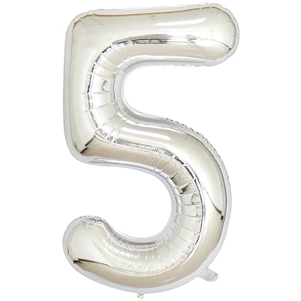 Silber-Zahlen-Ballon 2025: 40" Aluminium-Foil Digital - Birthday Photo Props Collection