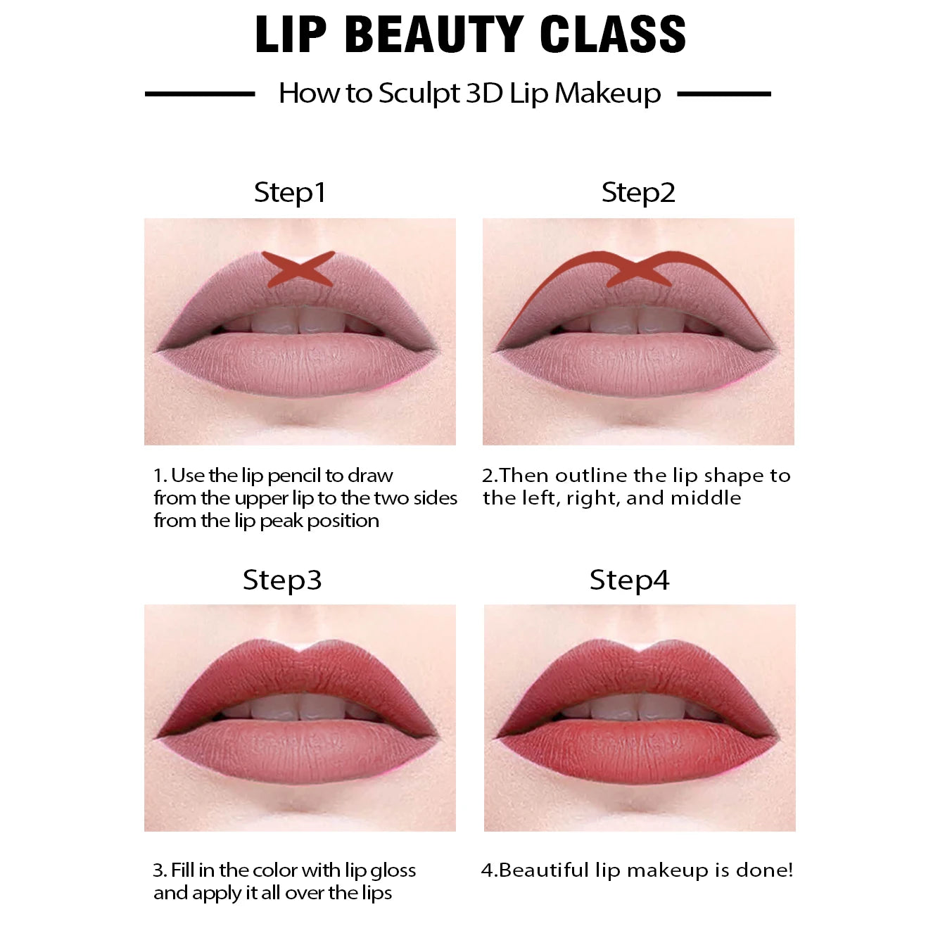 Creion de buze Choice Nude - 14 culori, mat, rezistent la apă