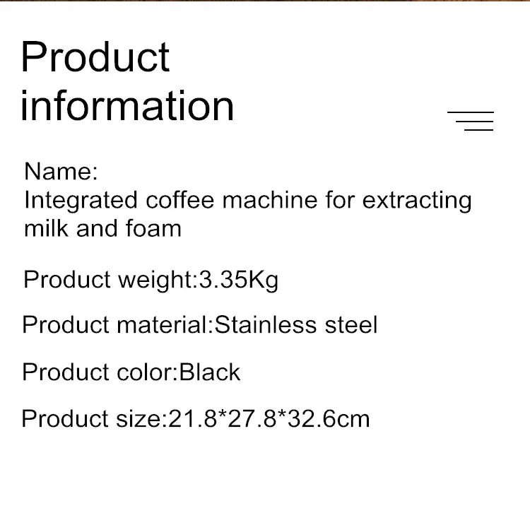 Semi-Automatic Coffee Machine Household Small Italian Concentration High Pressure Extraction Foaming Steam All-In-One Machine